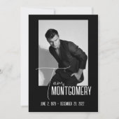 Simple Black Photo Funeral Program Kaart (Voorkant)