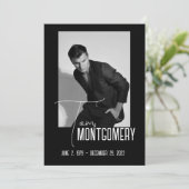 Simple Black Photo Funeral Program Kaart (Staand voorkant)
