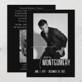 Simple Black Photo Funeral Program Kaart (Voorkant / Achterkant)