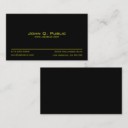 Simple Black Professional Visitekaartje (Voorkant / Achterkant)