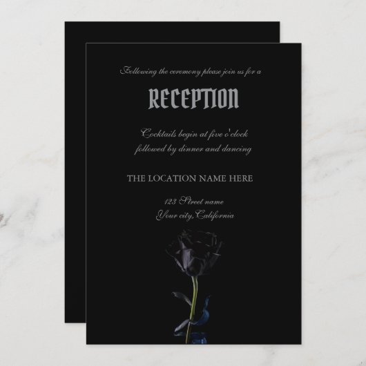 Simple Black Roses Gothic  Kaart (Voorkant / Achterkant)