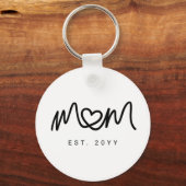 Simple Black Script Heart Keepsake Mom Established Sleutelhanger (Voorkant)