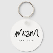 Simple Black Script Heart Keepsake Mom Established Sleutelhanger (Achterkant)