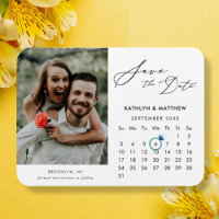 Simple Black Script Photo Save the Date Calendar