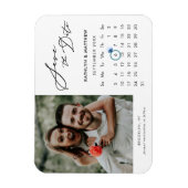 Simple Black Script Photo Save the Date Calendar Magneet (Verticaal)