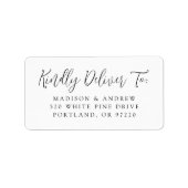 Simple Black Script Weduwend RSVP-adres Etiket (Voorkant)