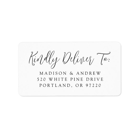 Simple Black Script Weduwend RSVP-adres Etiket (Voorkant)