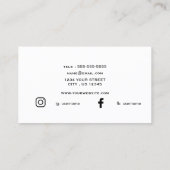 Simple Black Signature Script Social Media Icons Visitekaartje (Achterkant)
