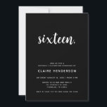 Simple Black Sweet 16th Birthday Party Invitation<br><div class="desc">Simple Black Sweet 16th Birthday Party Invitation</div>
