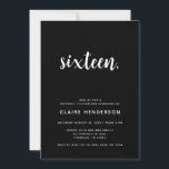 Simple Black Sweet 16th Birthday Party Invitation<br><div class="desc">Simple Black Sweet 16th Birthday Party Invitation</div>