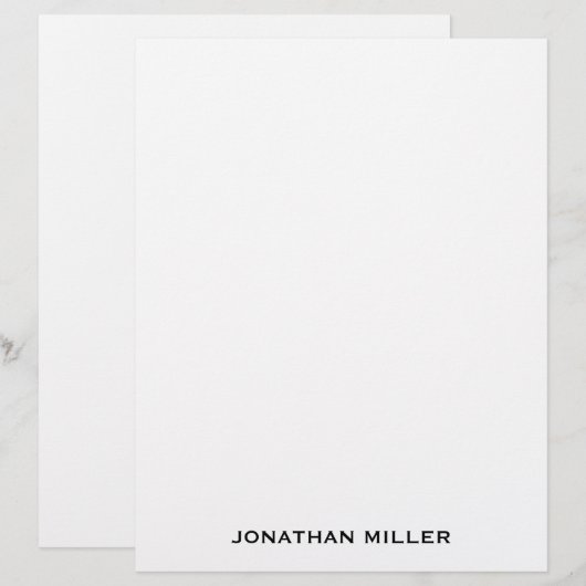 Simple Black Typographic Name Stationery Briefhoofd (Voorkant / Achterkant)