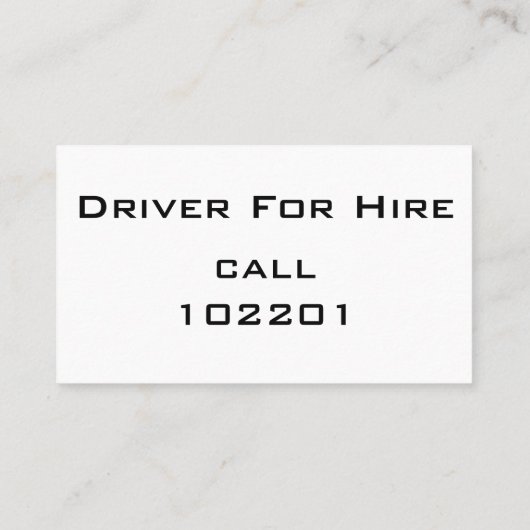 Simple Black Visitekaartje White Text - DRIVER (Achterkant)