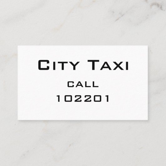 Simple Black Visitekaartje White Text - TAXI (Achterkant)