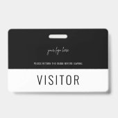 Simple Black Visitor Pass Company Logo Badge (Back)