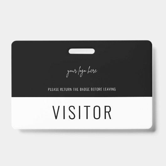 Simple Black Visitor Pass Company Logo Badge (Front)