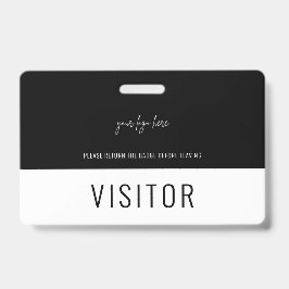 Simple Black Visitor Pass Company Logo Badge