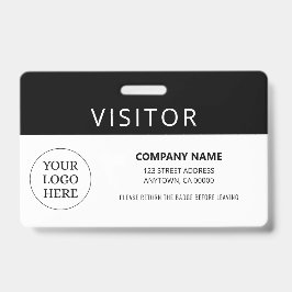 Simple Black Visitor Pass Company Logo Badge