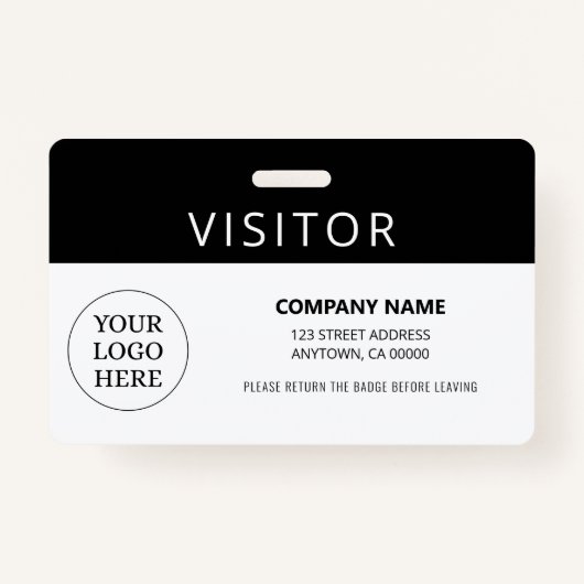 Simple Black Visitor Pass Company Logo Badge (Voorkant)