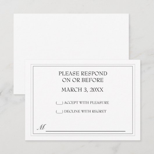 Simple Black Wedding RSVP (Voorkant / Achterkant)