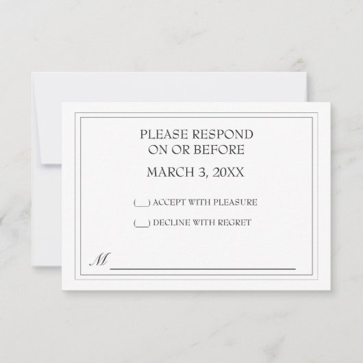 Simple Black Wedding RSVP Kaartje (Voorkant)