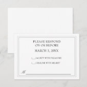 Simple Black Wedding RSVP Kaartje (Voorkant / Achterkant)