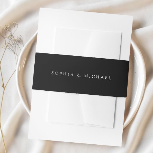 Simple Black Wedding Uitnodigingen Wikkel