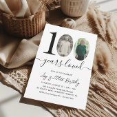 Simple Black & White 100th Birthday Party Photo Kaart