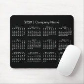 Simple Black White 2020 Calendar Company Name Muismat (Met muis)