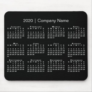 Simple Black White 2020 Calendar Company Name Muismat