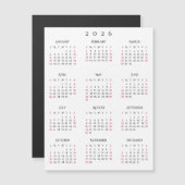 Simple Black White 2026 New Year Magnetic Calendar (Voorkant / Achterkant)