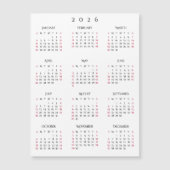 Simple Black White 2026 New Year Magnetic Calendar (Voorkant)