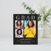 Simple Black White 3 Photo Graduation Invitations (Staand voorkant)