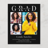 Simple Black White 3 Photo Graduation Invitations (Voorkant)