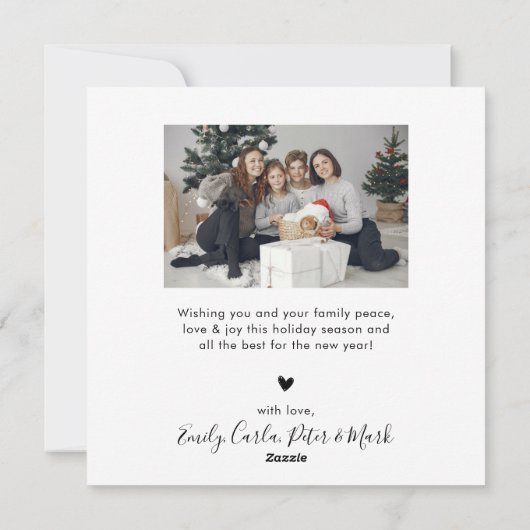 Simple Black White 4 Photo Collage Happy Feestdagenkaart (Achterkant)