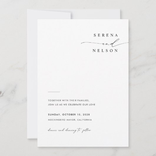 Simple Black & White Boho Photo Wedding Kaart (Achterkant)