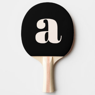 Simple Black White Bold Retro Monogram Initiaal Tafeltennisbatje