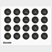 Simple Black & White Botanical Wedding Ronde Sticker (Vel)