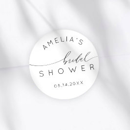Simple Black & White Bridal Shower Ronde Sticker