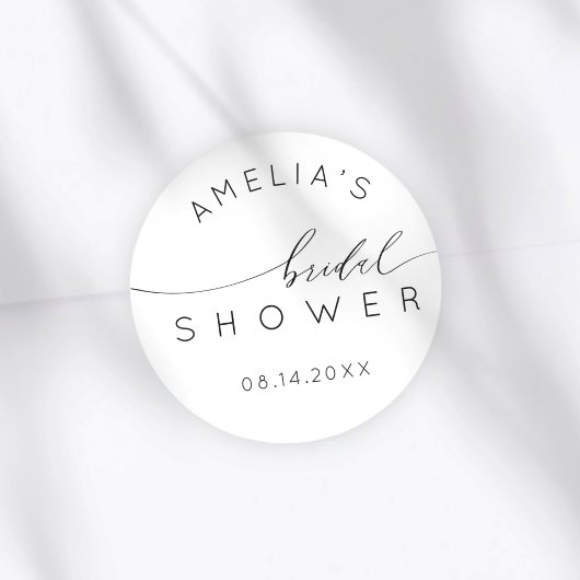 Simple Black & White Bridal Shower Ronde Sticker
