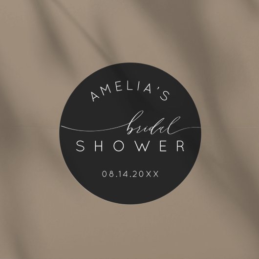 Simple Black & White Bridal Shower Ronde Sticker
