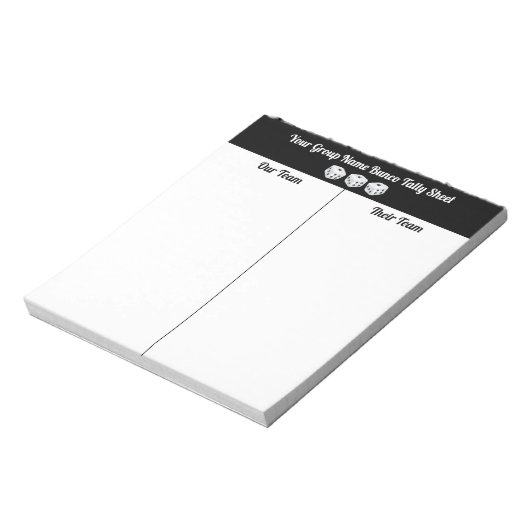 Simple Black White Bunco Dice Table Tally Notitieblok (Linkerzijde)