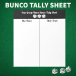 Simple Black White Bunco Dice Table Tally Notitieblok<br><div class="desc">Eenvoudige zwarte Witte Bunco Dice Table Tally hany score pad voor je Bunco groep. Scheur eenvoudig een blad voor elke lijst af. Moderne blik met drie gelukkige witte dok klaar om te rollen!</div>