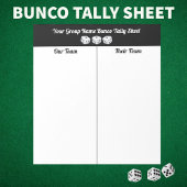 Simple Black White Bunco Dice Table Tally Notitieblok