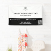 Simple Black White Business Logo QR Code Business Spandoek (Insitu)