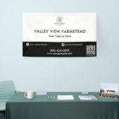 Simple Black White Business Logo QR Code Business Spandoek (Beurs)