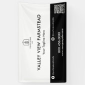 Simple Black White Business Logo QR Code Business Spandoek (Verticaal)