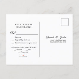 Simple Black White Calligraphy Response Briefkaart