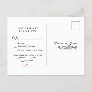 Simple Black White Calligraphy Response Briefkaart