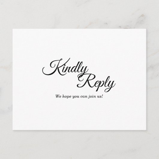 Simple Black White Calligraphy Response Briefkaart (Voorkant)