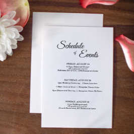 Simple Black White Calligraphy Weddenschap Schedul Informatiekaartje